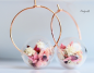 Preview: Blüten Ohrringe Perlen Creole aus Edelstahl 316L Statement Ohrringe Blüte Charm Einzigartig Geschenk für Sie floral Moderne Kreolen